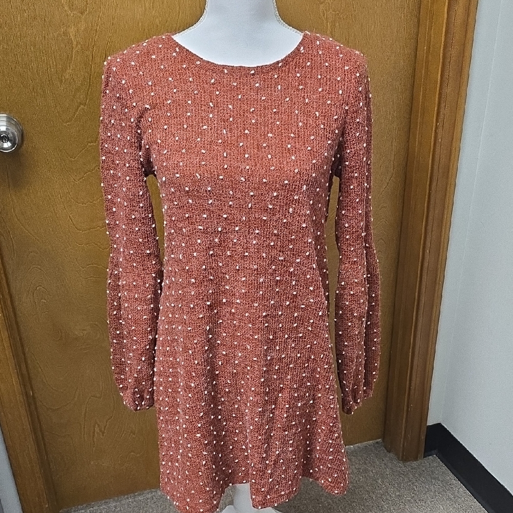 As U Wish Terracotta Long Sleeve Dress